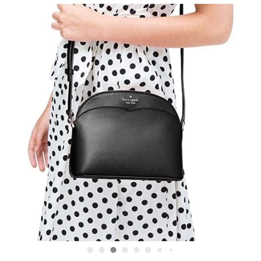 NWT Kate Spade Payton Dome Crossbody Black Saffiano Leather Gold Hardware - Picture 3 of 14